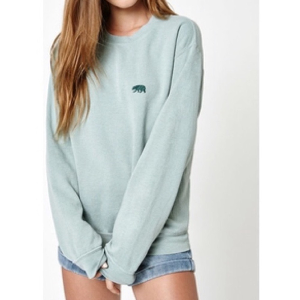 John Galt Green California Bear Crewneck Hoodie Sweatshirt